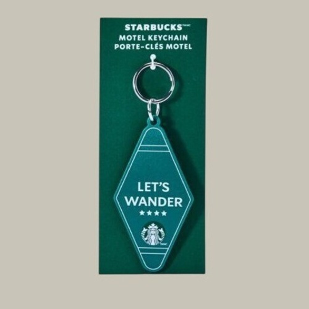 Starbucks Motel Keychain Green Lets Wander Siren Logo NEW